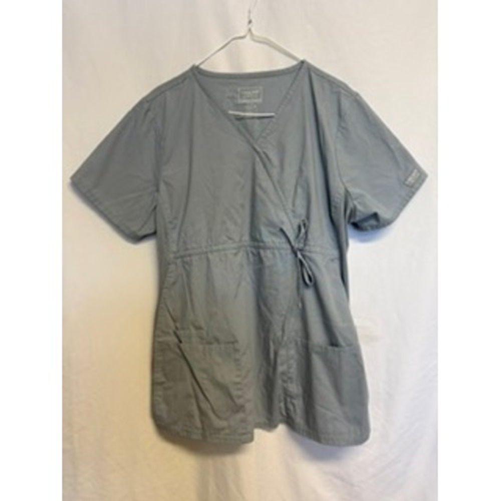 Cherokee Workwear Professionals‎ Mock Wrap Scrub Top Gray Women Large WW685